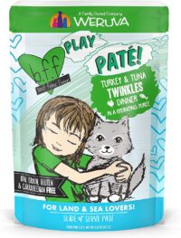 Weruva Wet Cat Food B.F.F. Play - Best Feline Friend Paté Lovers, Aw Yeah!, Turkey & Tuna Twinkles with Turkey & Tuna, 3oz Pouch (Pack of 12)