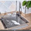 True & Tidy, Multi-Purpose Over The Sink Roll-Up Drying Rack, DR-881, Gray