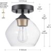 Globe Electric Harrow 1-Light Semi-Flush Mount Ceiling Light with a Matte Black Finish, Gold Accent Socket and Clear Glass Shade, Dimmable Option Globe Electric Harrow 1-Light Semi-Flush Mount Ceiling Light with a Matte Black Finish, Gold Accent Socket and Clear Glass Shade, Dimmable Option