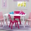 Delta Children Kids Table and Chair Set (4 Chairs Included) – Ideal for Arts & Crafts, Snack Time, Homeschooling, Homework & More – Greenguard Gold Certified, White/Pink