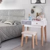 Vanity Set with Lighted Mirror, 3 Color-Touch Screen Dimming Mirror, Adjustable Brightness, Bedroom Vanity Makeup Dressing Table with 4 Drawers and Cushioned Stool (53.15 x 31.5 x 15.75)"
