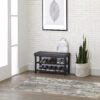 neatfreak Shoe Storage Bench Foam Padded Upholstered Cushion - 2 Storage Shelves