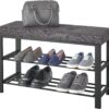 neatfreak Shoe Storage Bench Foam Padded Upholstered Cushion - 2 Storage Shelves