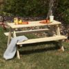 Merry Garden Kids Wooden Picnic Bench Outdoor Patio Dining Table, Natural Merry Garden Kids Wooden Picnic Bench Outdoor Patio Dining Table, Natural