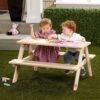 Merry Garden Kids Wooden Picnic Bench Outdoor Patio Dining Table, Natural Merry Garden Kids Wooden Picnic Bench Outdoor Patio Dining Table, Natural