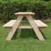 Merry Garden Kids Wooden Picnic Bench Outdoor Patio Dining Table, Natural Merry Garden Kids Wooden Picnic Bench Outdoor Patio Dining Table, Natural