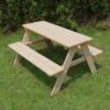Merry Garden Kids Wooden Picnic Bench Outdoor Patio Dining Table, Natural Merry Garden Kids Wooden Picnic Bench Outdoor Patio Dining Table, Natural