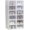 Foldable Shoe Box, Stackable Clear Shoe Storage Box - Storage Bins Shoe Container Organizer, 12 Pack - White 13.4 x 9.1 x 5.5