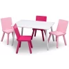 Delta Children Kids Table and Chair Set (4 Chairs Included) – Ideal for Arts & Crafts, Snack Time, Homeschooling, Homework & More – Greenguard Gold Certified, White/Pink