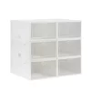 Foldable Shoe Box, Stackable Clear Shoe Storage Box - Storage Bins Shoe Container Organizer, 12 Pack - White 13.4 x 9.1 x 5.5