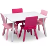 Delta Children Kids Table and Chair Set (4 Chairs Included) – Ideal for Arts & Crafts, Snack Time, Homeschooling, Homework & More – Greenguard Gold Certified, White/Pink