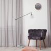 Lalia Home Decorative Swing Arm Floor Lamp with Clear Glass Cylindrical Shade, Chrome