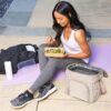 Bentgo® Prep Deluxe Multimeal Bag - Premium Insulation up to 8 Hrs with Water-Resistant Exterior & Interior, Extra Large Lunch Bag Holds 4 Meals & Snacks - Great for All Day Meal Prep (Sand/Gleam Metallics)