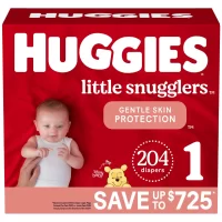 Baby Diapers Size 1, 204 Ct, Huggies Little Snugglers