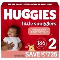 Baby Diapers Size 2 (12-18 lbs), 186ct, Huggies Little Snugglers