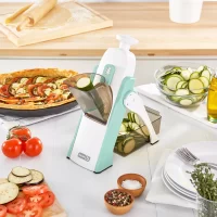 DASH Safe Slice® Mandoline Slicer, Julienne + Dicer for Vegetables, Meal Prep & More with 30+ Presets & Thickness Adjuster - Aqua