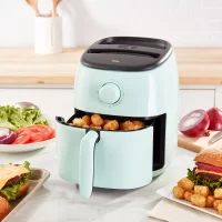 DASH Compact Air Fryer Oven Cooker with Temperature Control, Non-stick Fry  Basket, Recipe Guide + Auto Shut off Feature, 2 Quart - Aqua