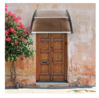 40"x40" Back Door Canopy Polycarbonate Window Door Awning Outdoor Patio Shelter (Brown)