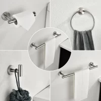 6 Piece Stainless Steel Bathroom Towel Rack Set Wall Mount RT (Nickel) 26.18 x 9.25 x 2.75 inches