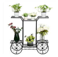 Artisasset Garden Cart Stand & Flower Pot Plant Holder Display Rack, 6 Tiers, Parisian Style - Perfect for Home, Garden, Patio Black RT