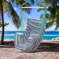 Distinctive Cotton Canvas Hanging Rope Chair with Pillows Green YJ (39.37 x 51.18)"