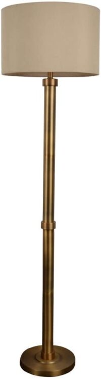 Decor Therapy Zadar Brass Floor Lamp with Drum Shade, Beige