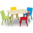 Delta Children Kids Table and Chair Set (4 Chairs Included) - Ideal for Arts & Crafts, Snack Time, Homeschooling, Homework & More - Greenguard Gold Certified, Natural/Primary