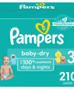 Diapers Size 3, 210 Count - Pampers Baby Dry Disposable Baby Diapers, Packaging & Prints May Vary