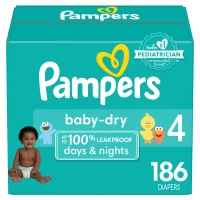 Diapers Size 4, 186 Count - Pampers Baby Dry Disposable Baby Diapers, Packaging & Prints May Vary