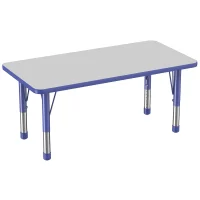 Factory Direct Partners 24" x 48" Rectangle T-Mold Adjustable Activity Table with Chunky Legs, Gray/Blue