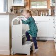Guidecraft Kitchen Helper High-Rise Step-Up - Gray: Counter Height Wooden Kitchen and Bathroom Step Stool for Kids and Adults - Quality Wood Furniture