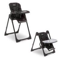 Jeep Classic Convertible 2-in-1 High Chair for Babies and Toddlers with Adjustable Height, Recline & Footrest - Dishwasher Safe Meal Tray, Midnight Black