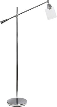 Lalia Home Decorative Swing Arm Floor Lamp with Clear Glass Cylindrical Shade, Chrome