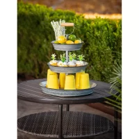 Member's Mark 3-Tier Galvanized Stand ,Serving Tray - Rustic Kitchen Tiered Tray Decor, Cupcake Stand