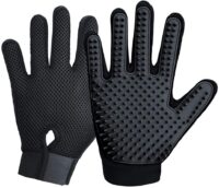 Pet Grooming Glove Black - Gentle Deshedding Brush Glove - Efficient Pet Hair Remover Mitt - Enhanced Five Finger Design