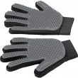 Pet Grooming Glove Gray - Gentle Deshedding Brush Glove - Efficient Pet Hair Remover Mitt - Enhanced Five Finger Design
