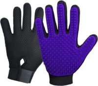 Pet Grooming Glove Purple - Gentle Deshedding Brush Glove - Efficient Pet Hair Remover Mitt