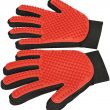 Pet Grooming Glove Red - Gentle Deshedding Brush Glove - Efficient Pet Hair Remover Mitt - Enhanced Five Finger Design