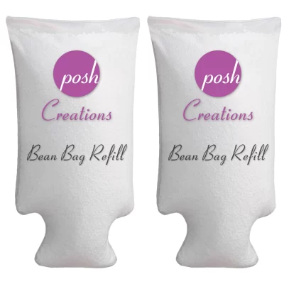 Posh Creations Bean Bag Refill, White with EZ-Pour Zipper Spout, 200L (Basic 100 L - 2 PK)
