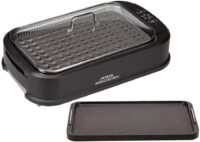 Power XL Smokeless Electric Indoor Removable Grill and Griddle Plates, Nonstick Cooking Surfaces, Glass Lid, 1500 Watt, 21X 15.4X 8.1, black