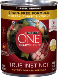 Purina ONE Grain Free, Natural Pate Wet Dog Food, SmartBlend True Instinct With Real Turkey & Venison - (12) 13 oz. Cans