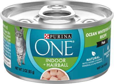 Purina ONE Indoor Advantage High Protein Ocean Whitefish and Rice Wet Cat Food, 3-oz, case of 24