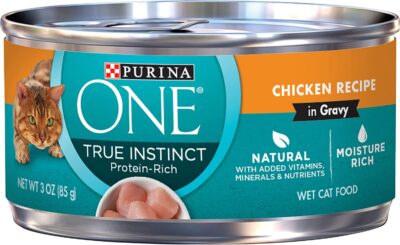 Purina ONE True Instinct Chicken Recipe, High Protein, Gravy Wet Cat Food - Pull-Top ,3 Ounce (Pack of 24)