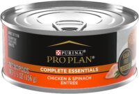Purina Pro Plan Grain Free Pate Wet Cat Food, COMPLETE ESSENTIALS Chicken Spinach Entree Classic - (24) 5.5 oz. Cans
