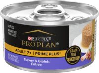 Purina Pro Plan Grain Free Senior 7+ Wet Cat Food Pate, SENIOR Prime Plus Turkey and Giblets Entree - (24) 3 oz. Pull-Top Cans