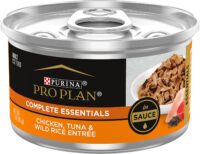 Purina Pro Plan Gravy Wet Cat Food, COMPLETE ESSENTIALS Chicken, Tuna & Wild Rice Entree in Sauce - (24) 3 oz. Pull-Top Cans