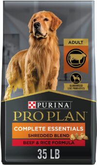 Purina Pro Plan High Protein Dry Dog Food With Probiotics for Dogs, Shredded Blend Beef and Rice Formula - 35 lb. Bag