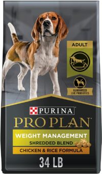 Purina Pro Plan Weight Management Dry Dog Food, Shredded Blend Chicken and Rice Formula - 34 lb. Bag