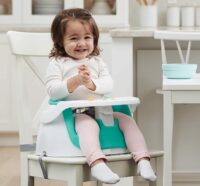 Regalo My Little 2-in-1 Booster Seat and Grow with Me Floor Seat with Removable Feeding Tray, Indoor and Outdoor Activity Chair, Teal