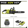 RYOBI RY405100 40V HP Brushless 14 in. Electric Cordless Chainsaw with 4.0 Ah Battery and Charger